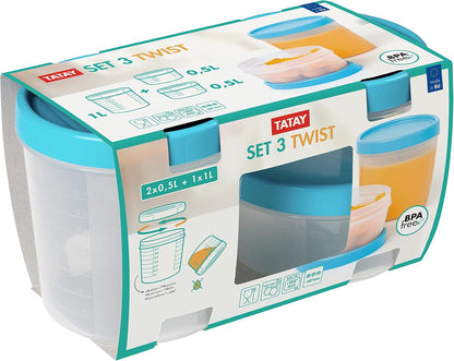 Food Container 1X1L + 2X0.5L 3-Piece Set Microwave Safe Freezer Safe