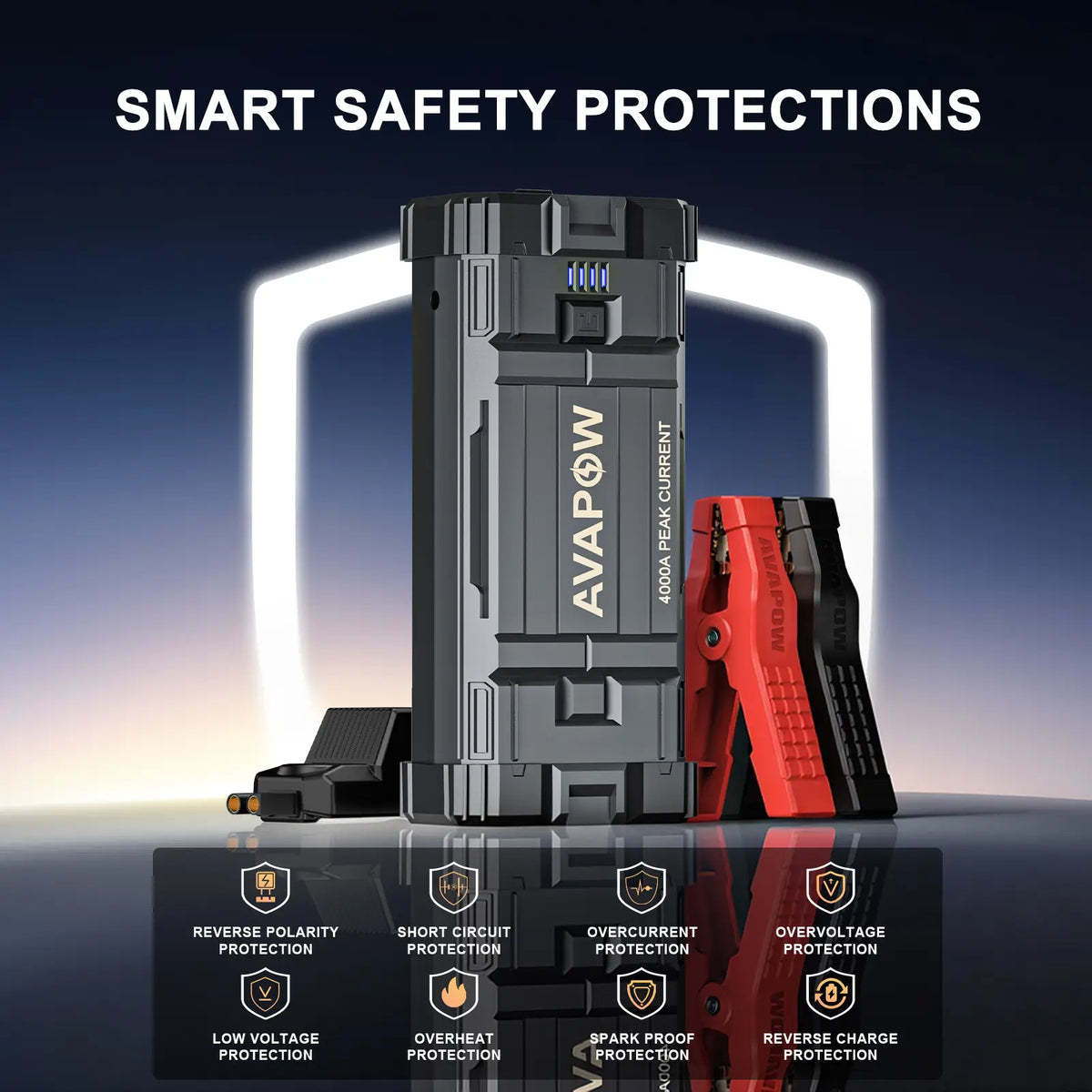 AVAPOW 4000A Car Jump Starter,Power Battery Jump Starter(For All Gas or up to 10L Diesel), Portable Booster Power Pack,12V Auto Jump Box, LED Light,Auto