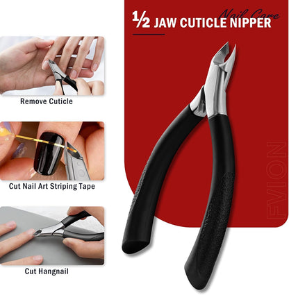 Cuticle Trimmer – Professional Cuticle Clippers, Easy Grip Precision Cuticle Nippers Manicure Tools – Stainless Steel Cuticle Cutter for Nails (5Mm), Black