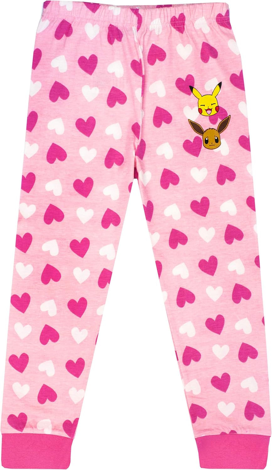 Pokemon Pyjamas Pikachu & Eevee Frill Sleeve Long or Short Leg Girls Pjs