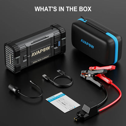AVAPOW 4000A Car Jump Starter,Power Battery Jump Starter(For All Gas or up to 10L Diesel), Portable Booster Power Pack,12V Auto Jump Box, LED Light,Auto