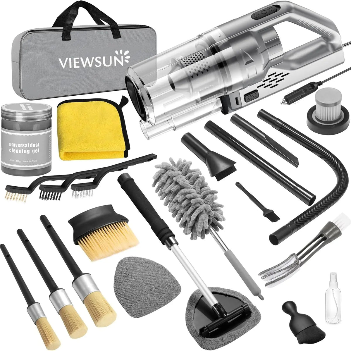 【Tiktokshopstockup】Viewsun 17Pcs Car Cleaning Kit, Pink Car Interior Detailing Kit with High Power Handheld Vacuum, Detailing Brush Set, Windshield Cleaner, Cleaning Gel, Complete Auto Accessories for Women Gift,Summervibes Toolupgrade