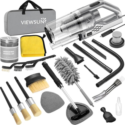【Tiktokshopstockup】Viewsun 17Pcs Car Cleaning Kit, Pink Car Interior Detailing Kit with High Power Handheld Vacuum, Detailing Brush Set, Windshield Cleaner, Cleaning Gel, Complete Auto Accessories for Women Gift,Summervibes Toolupgrade